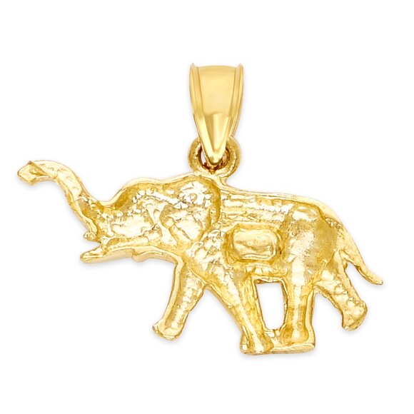 Solid 10k Gold Elephant Pendant: Animal Jewelry - Picture 3 of 5